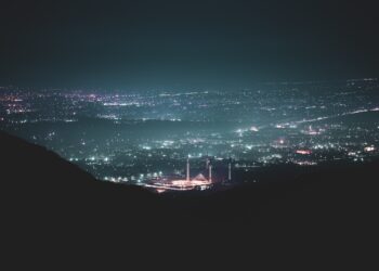 Aerial view of islamabad at night