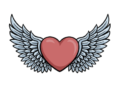 Instructions for drawing a heart with wings 